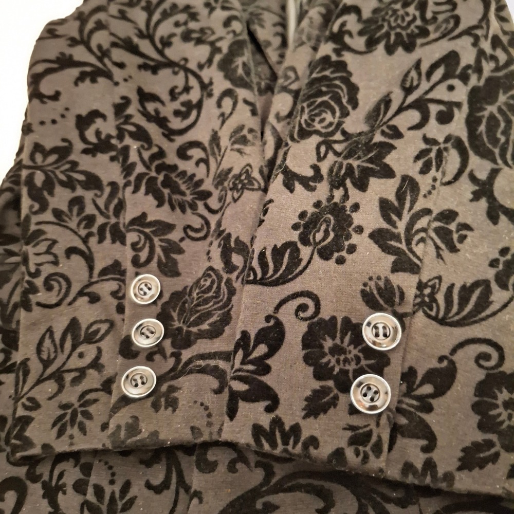 3/$15 Dressbarn Black‎ Velvet Burnout Whimsigoth Old Money Blazer Womens Size L - Picture 11 of 11